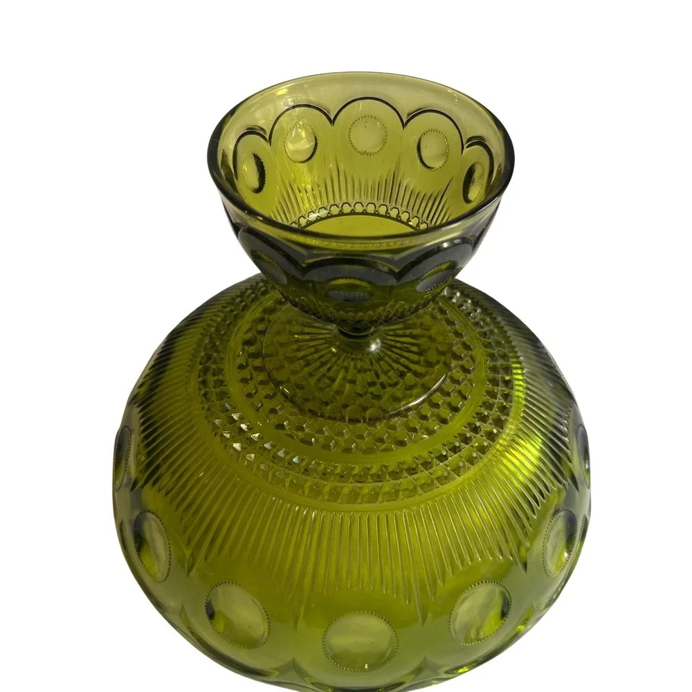 Vintage Bartlett-Collins Avocado Green Glass Pedestal Bowl St Genevieve